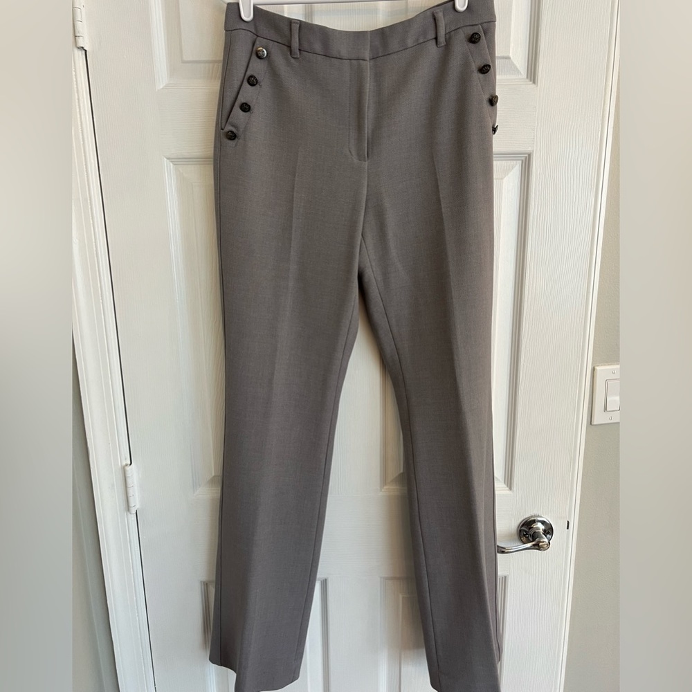 Stunning gray tweed button pocket detail work pants WHBM size 8L